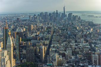 纽约城市曼哈顿街空中视图摩天大楼