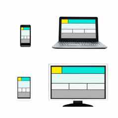 响应网络设计布局设备集白色