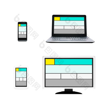 响应网络设计布局设备集白色
