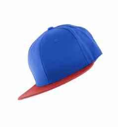 蓝色的红色的棒球帽孤立的