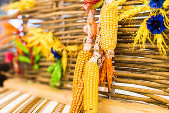玉米装饰挂栅栏