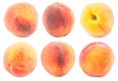 桃子水果集合孤立的剪裁路径