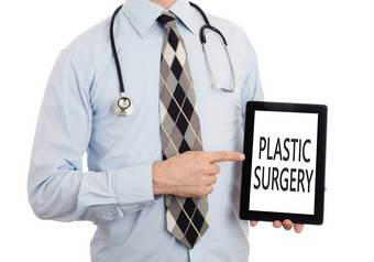 医生持有平板电脑塑料手术