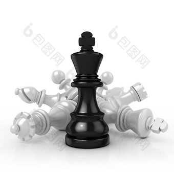 黑色的王站下降黑色的国际象棋块
