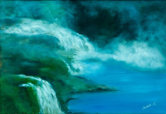 大瀑布小瀑布倒湖风景百度挪威西方挪威石油绘画帆布比喻艺术
