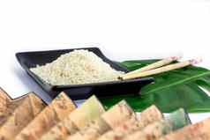 东方集大米筷子绿色叶转盘