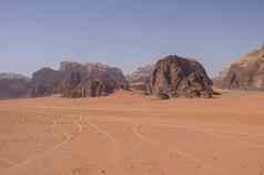 视图自然沙漠岩石Wadi空间谷月亮