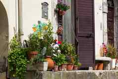 意大利房子外装饰盆栽植物