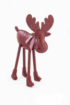 圣诞节红色的古董驼鹿鹿围巾孤立的