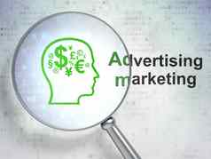 市场营销概念头金融象征广告市场营销光学玻璃