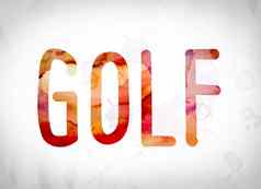高尔夫球概念水彩词艺术