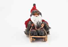 圣诞老人老人胡子雪橇树玩具孤立的