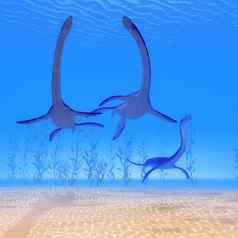 蛇颈龙爬行动物海底