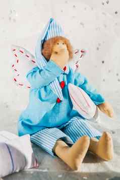 软纺织娃娃蓝色的睡衣枕头