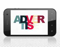 市场营销概念智能手机做广告显示