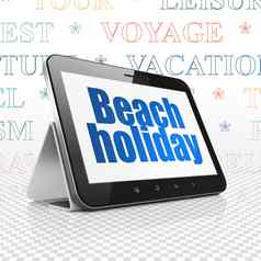 旅游概念平板电脑电脑海滩假期显示