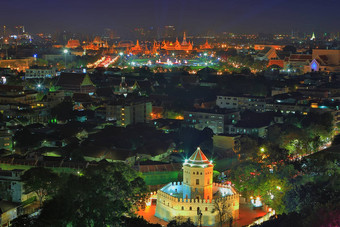 美丽的晚上<strong>城市</strong>逃古老的曼谷泰国资本