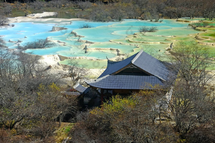 石灰梯田湖泊黄龙国家公园联合国教科文组织世界遗产网站四川中国