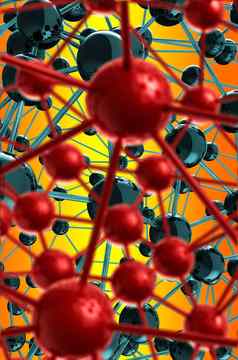 黑色的红色的分子几何混乱摘要结构科学技术网络连接高新技术背景呈现插图