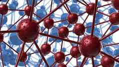 蓝色的红色的分子几何混乱摘要结构科学技术网络连接高新技术背景呈现插图