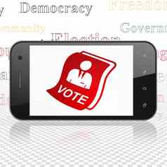 政治概念智能手机投票显示