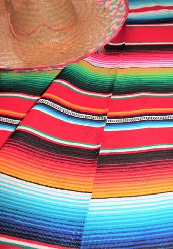 墨西哥墨西哥帽子墨西哥披肩传统的五五月地毯雨披聚会背景条纹