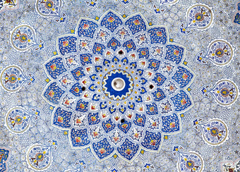 墙绘画角gumbaz清真寺乌兹别克斯坦