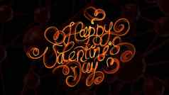 快乐情人节一天古董刻字写火橙色烟黑色的背景