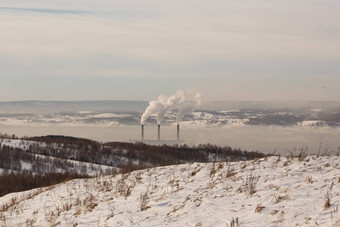 烟囱排放污染碳二氧化物大气