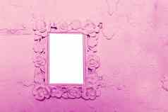 照片框架粉红色的墙空间文本