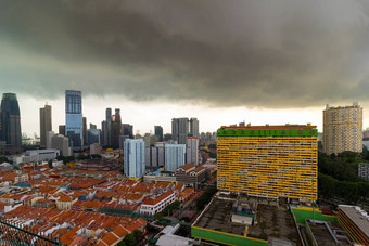 新加坡唐人街空中视图