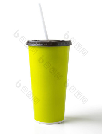 绿色纸杯喝稻草