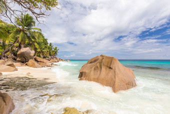 昂斯帕塔茨图片完美的海滩迪格岛岛塞舌尔