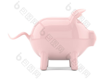 粉红色的小猪银行孤立的白色