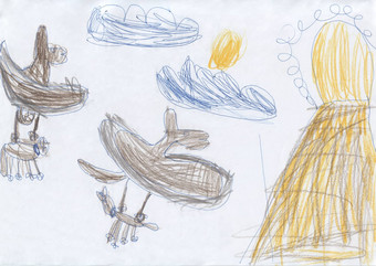 孩子们的画龙猎物巢穴悬崖
