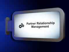 金融概念合作伙伴的关系管理齿轮广告牌背景