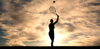 复合图像女运动员玩网球