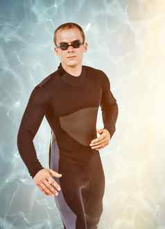 复合图像游泳运动员潜水服游泳护目镜