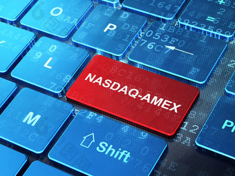 股票市场索引概念纳斯达克-美国证券交易所电脑键盘背景