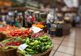 丰沙尔葡萄牙6月新鲜的异国情调的水果市场两个