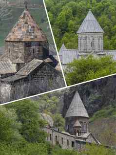 拼贴画修道院亚美尼亚图片旅行背景