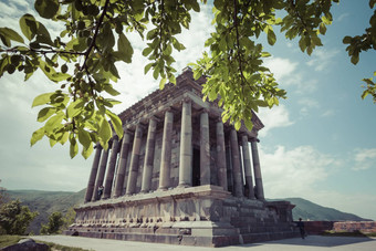 古老的<strong>配有</strong>饰菜的异教徒寺庙希腊寺庙亚美尼亚
