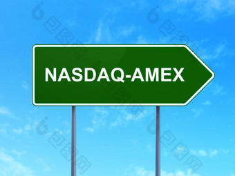 股票市场索引概念纳斯达克-美国证券交易所路标志背景