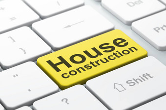 建筑建设概念房子建设电脑键盘背景