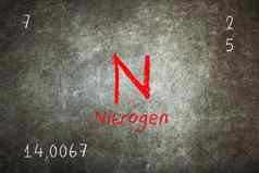 孤立的黑板上周期表格氮