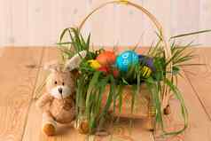 复活节兔子篮子画复活节鸡蛋木董事会