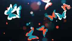 美丽的色彩斑斓的蝴蝶群飞行