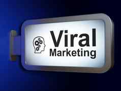 市场营销概念病毒市场营销头齿轮广告牌背景