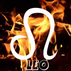 利奥星座标志火元素背景
