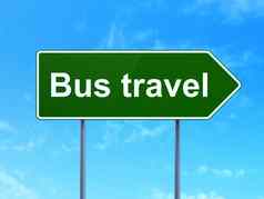 旅游概念公共汽车旅行路标志背景